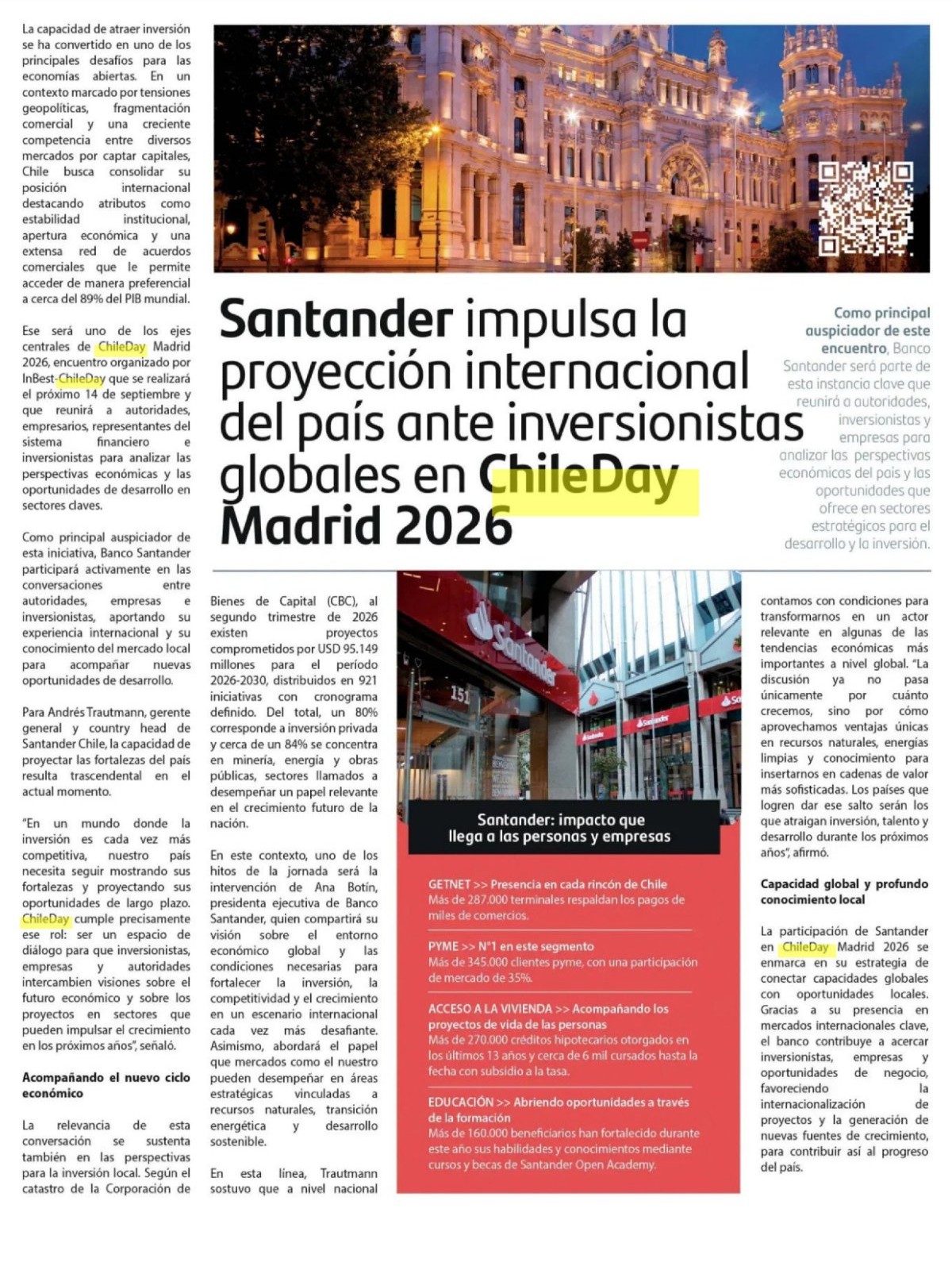 Recorte de prensa: Diario Financiero (Señal DF), 5 de septiembre de 2026