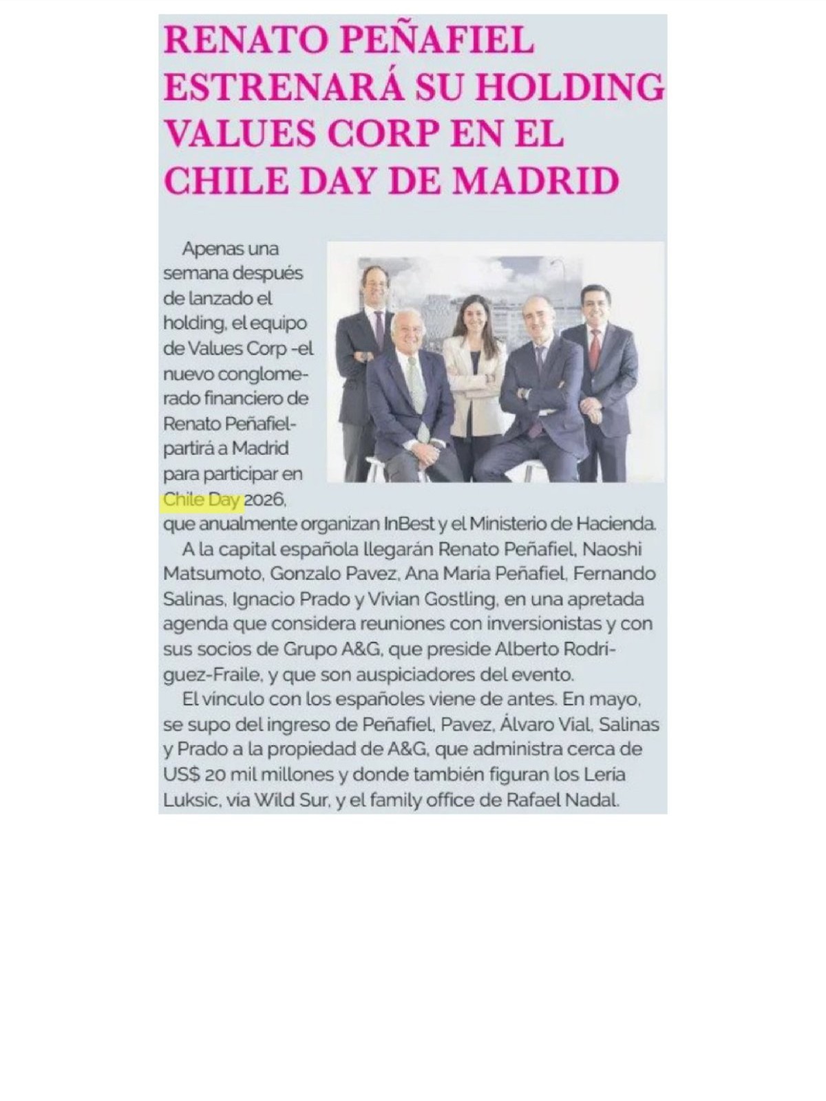 Recorte de prensa: Diario Financiero (DF Mas), 6 de septiembre de 2026