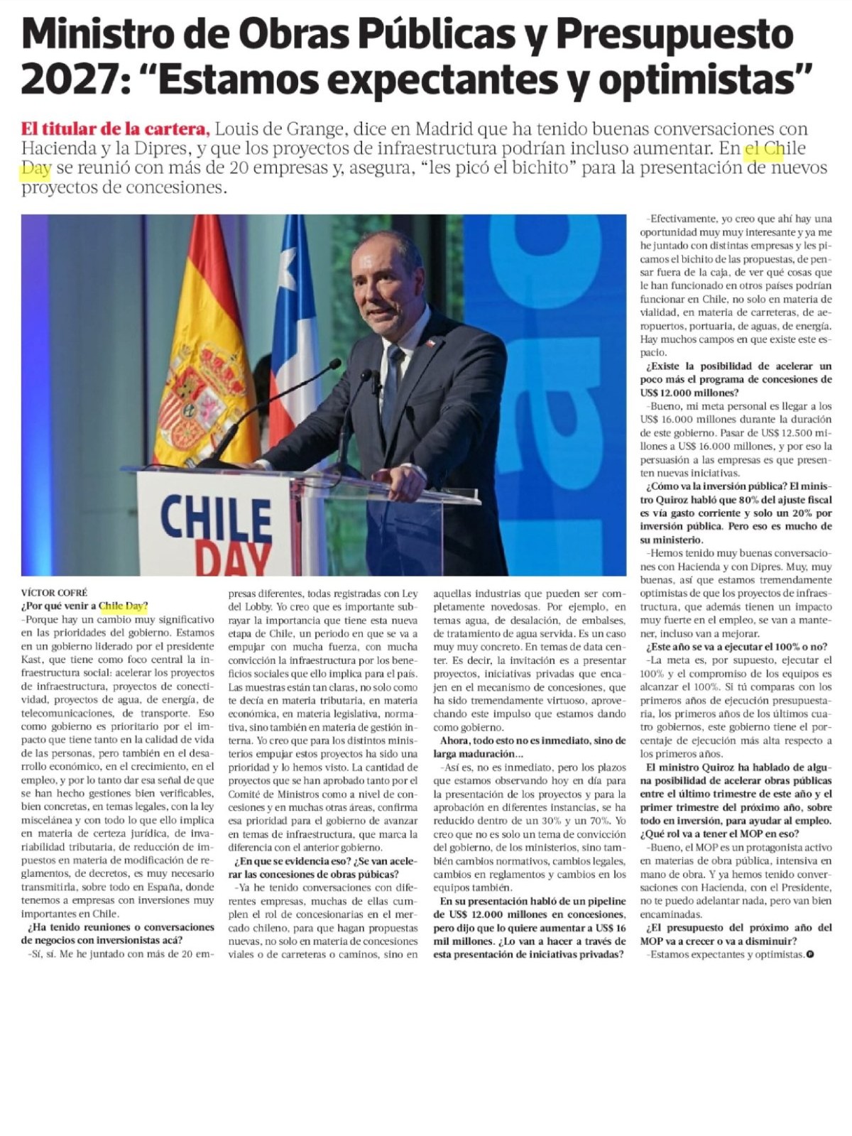 Recorte de prensa: La Tercera (Pulso), 15 de septiembre de 2026