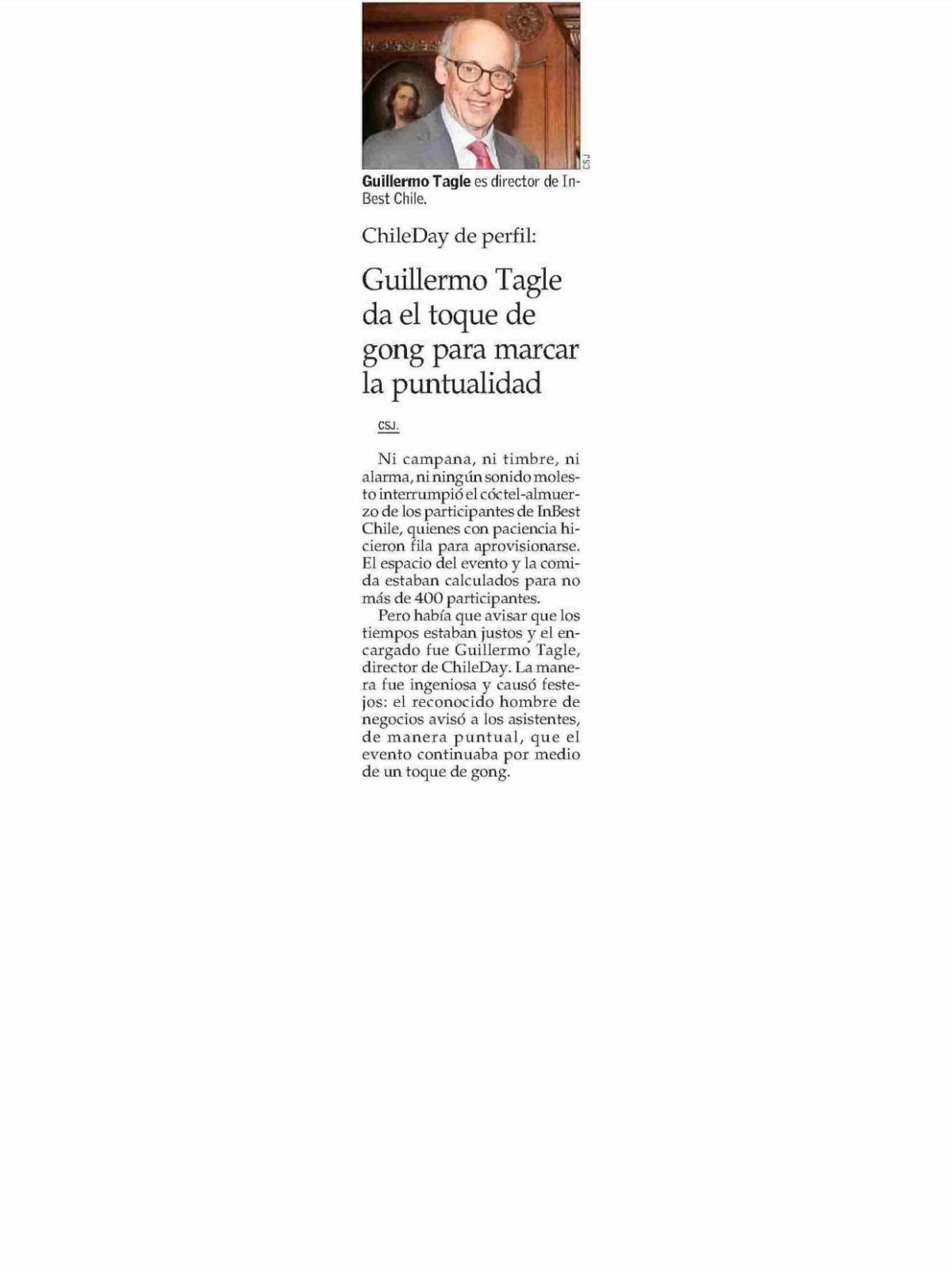 Recorte de prensa: El Mercurio (B), 15 de septiembre de 2026