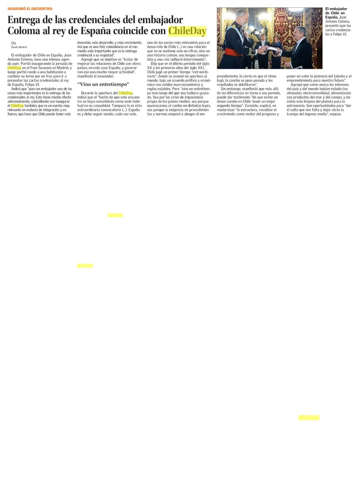 Recorte de prensa: El Mercurio (B), 15 de septiembre de 2026