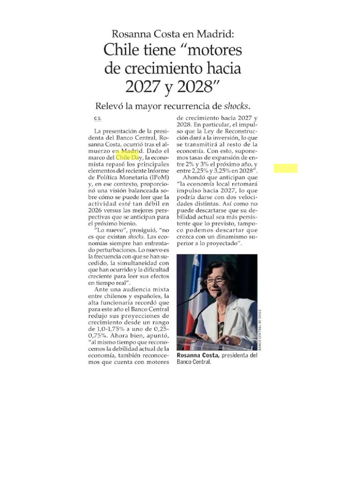 Recorte de prensa: El Mercurio (B Segunda Edición), 15 de septiembre de 2026