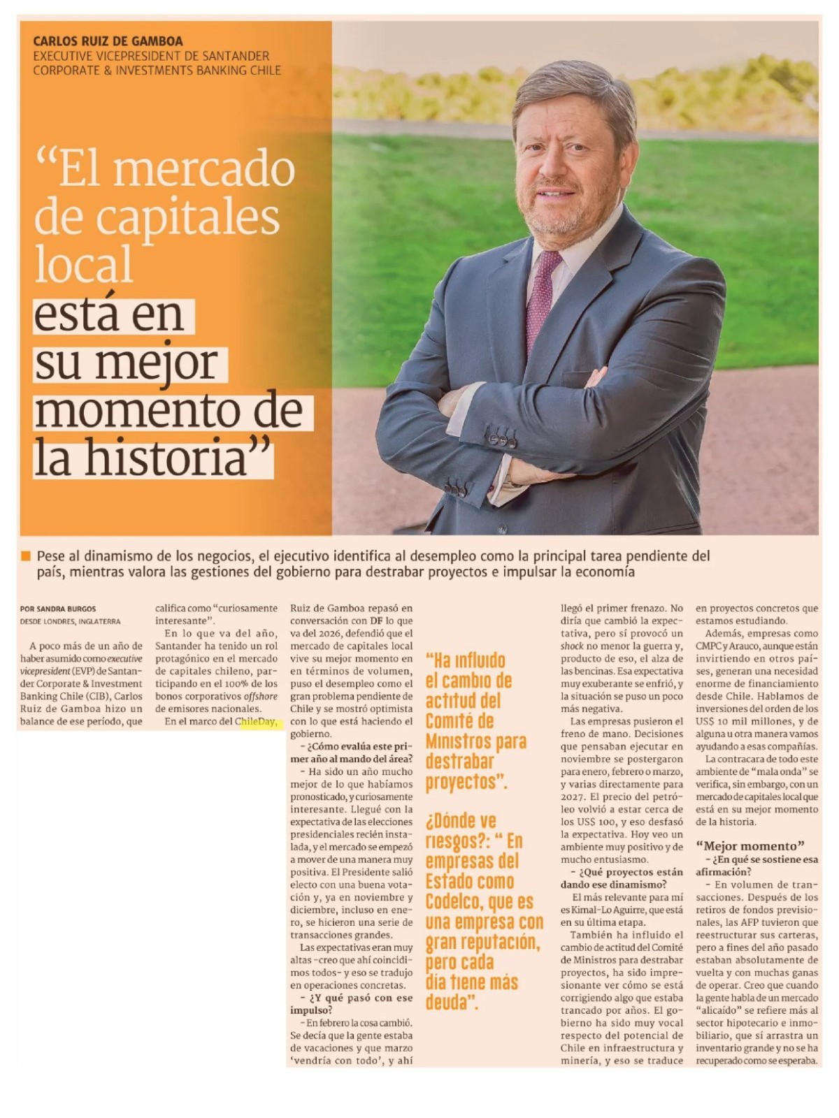 Recorte de prensa: Diario Financiero, 16 de septiembre de 2026