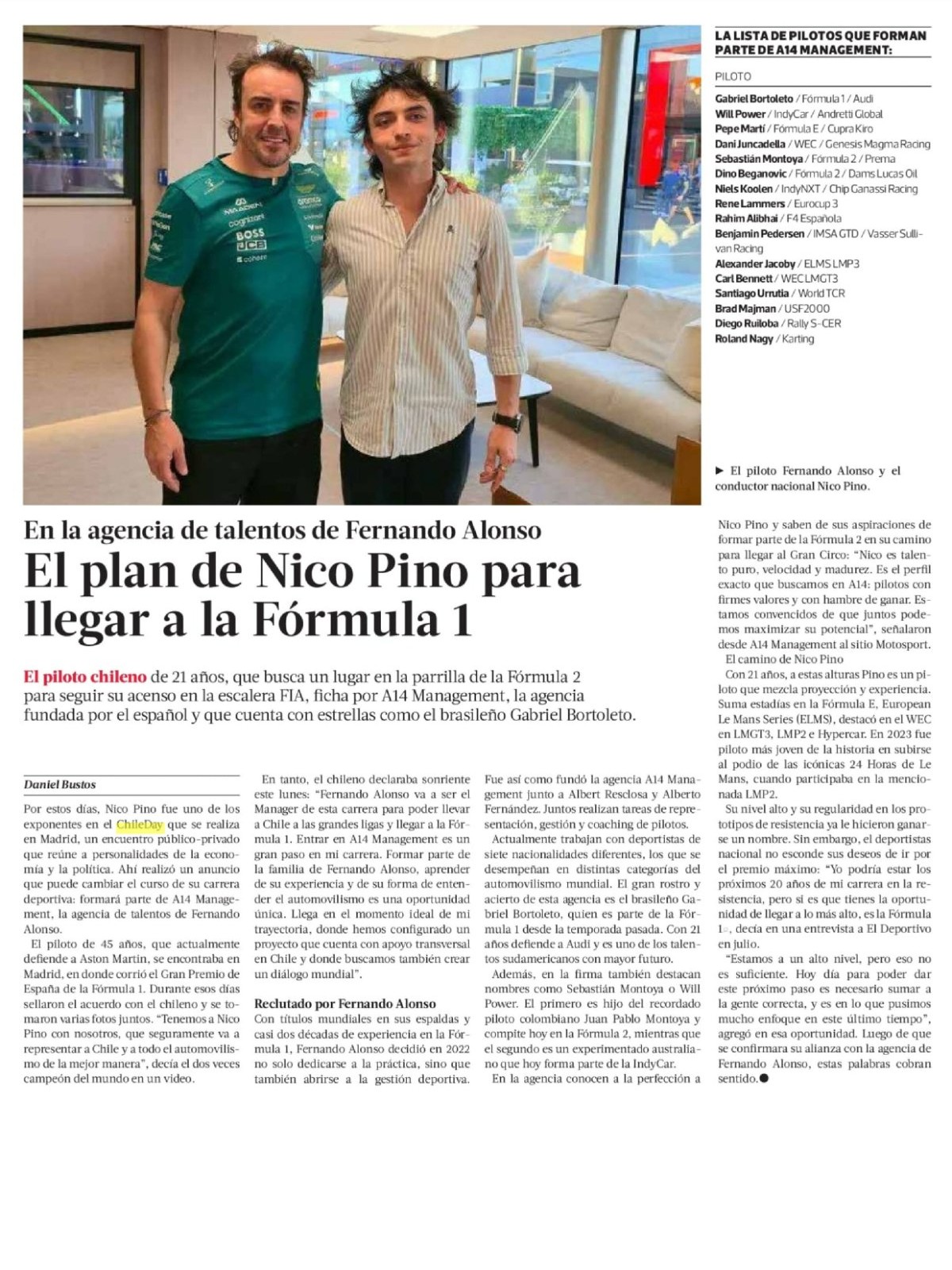 Recorte de prensa: La Tercera, 16 de septiembre de 2026