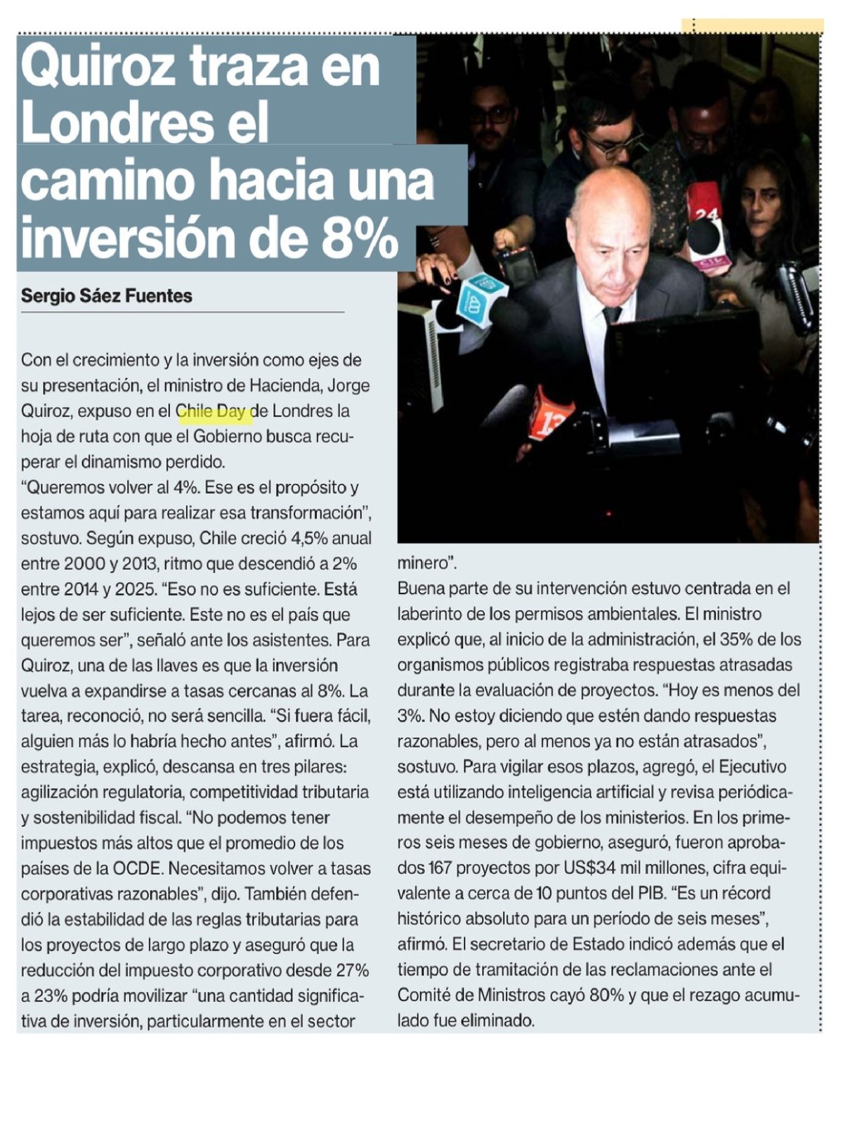 Recorte de prensa: La Segunda, 16 de septiembre de 2026