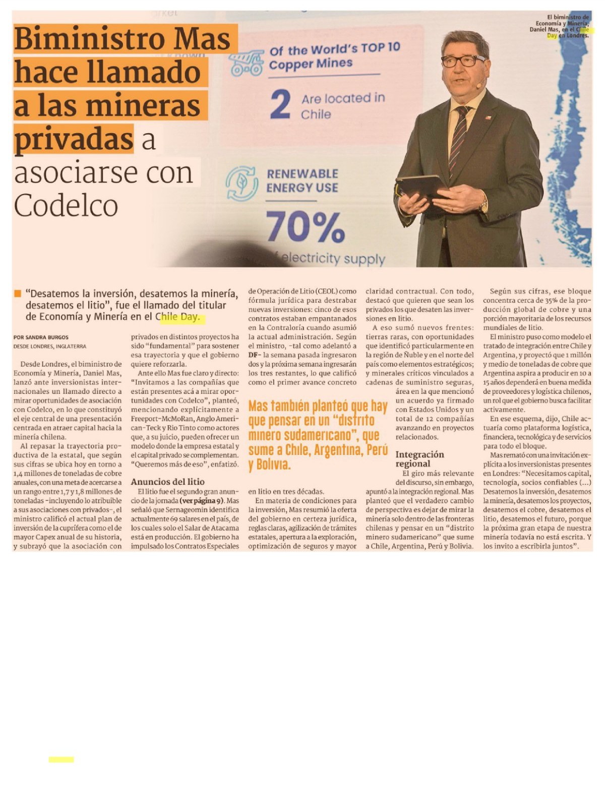 Recorte de prensa: Diario Financiero, 17 de septiembre de 2026