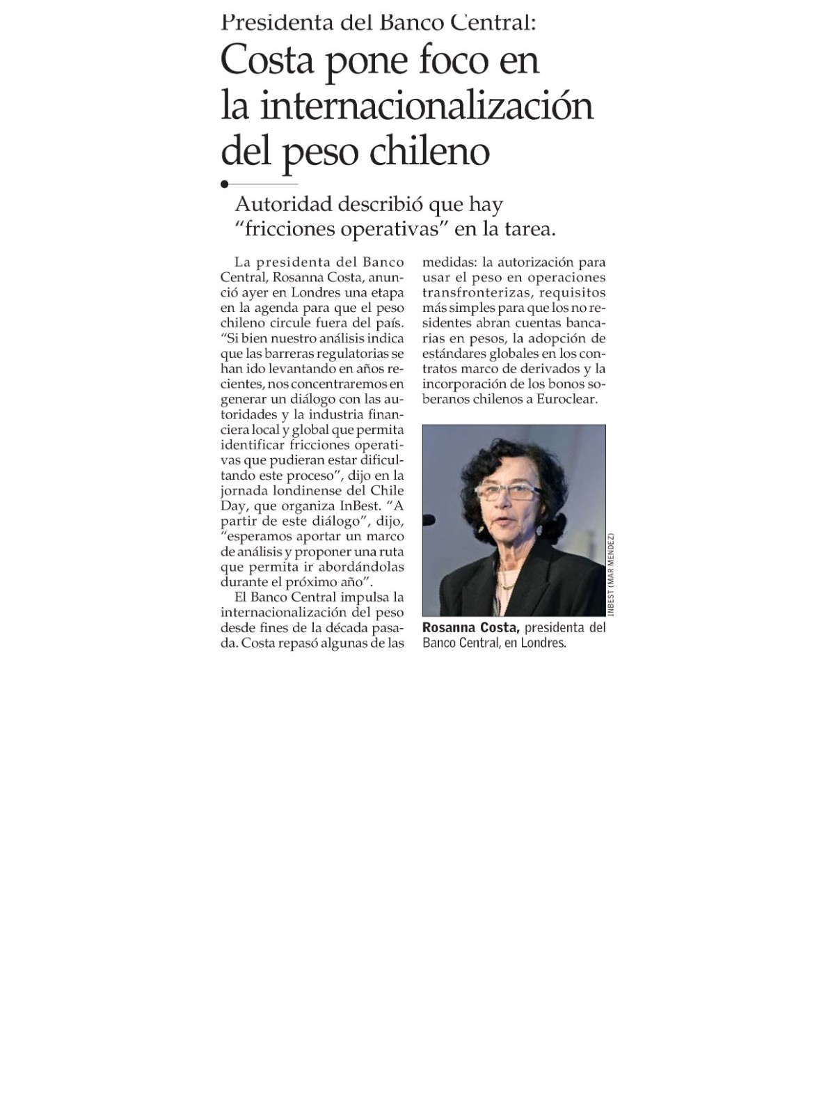 Recorte de prensa: El Mercurio (B), 17 de septiembre de 2026