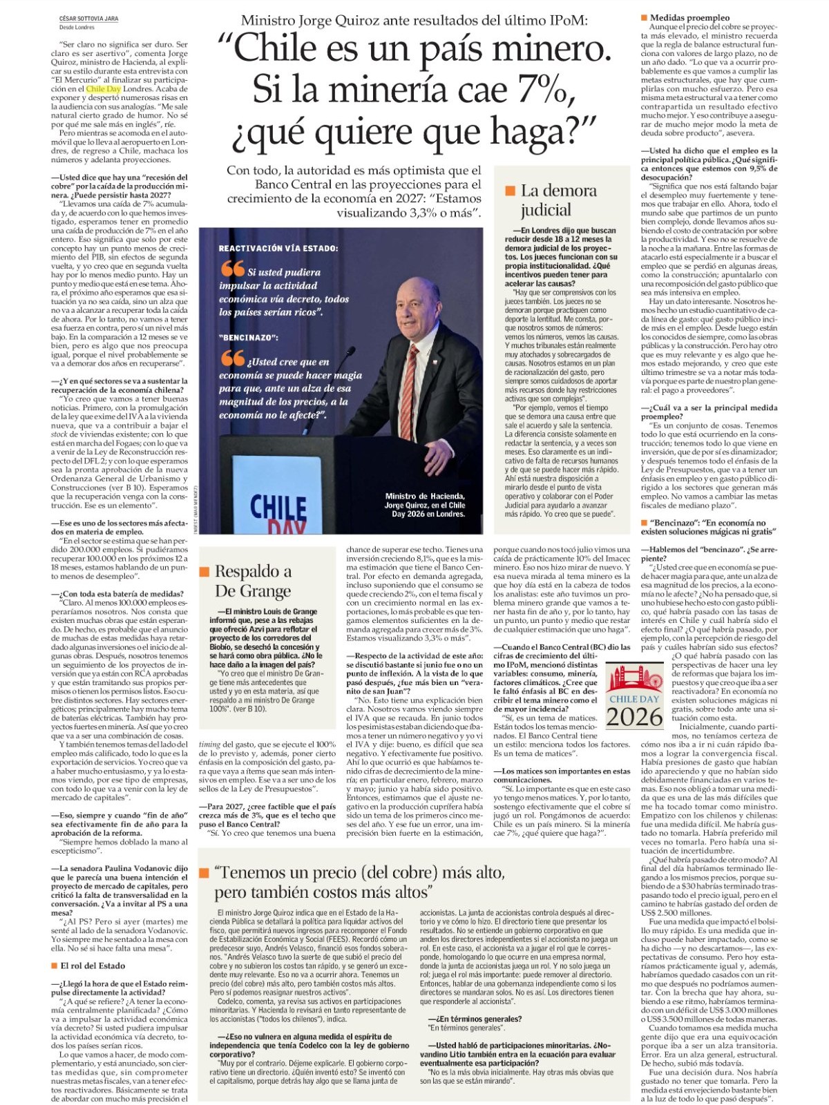 Recorte de prensa: El Mercurio (B), 17 de septiembre de 2026
