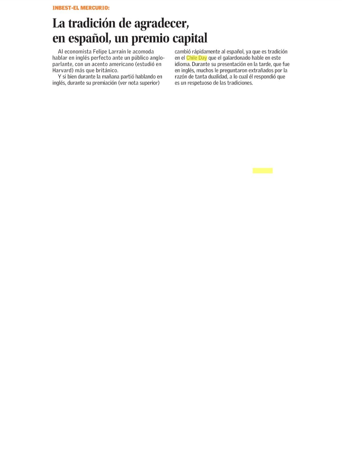 Recorte de prensa: El Mercurio (B), 17 de septiembre de 2026