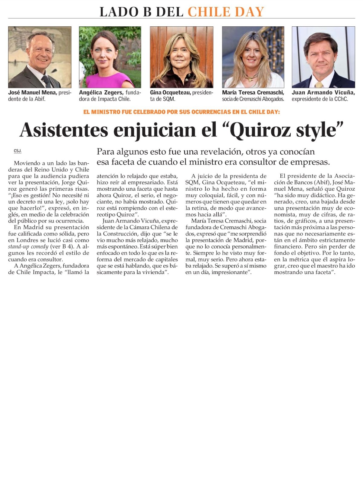 Recorte de prensa: El Mercurio (B), 17 de septiembre de 2026