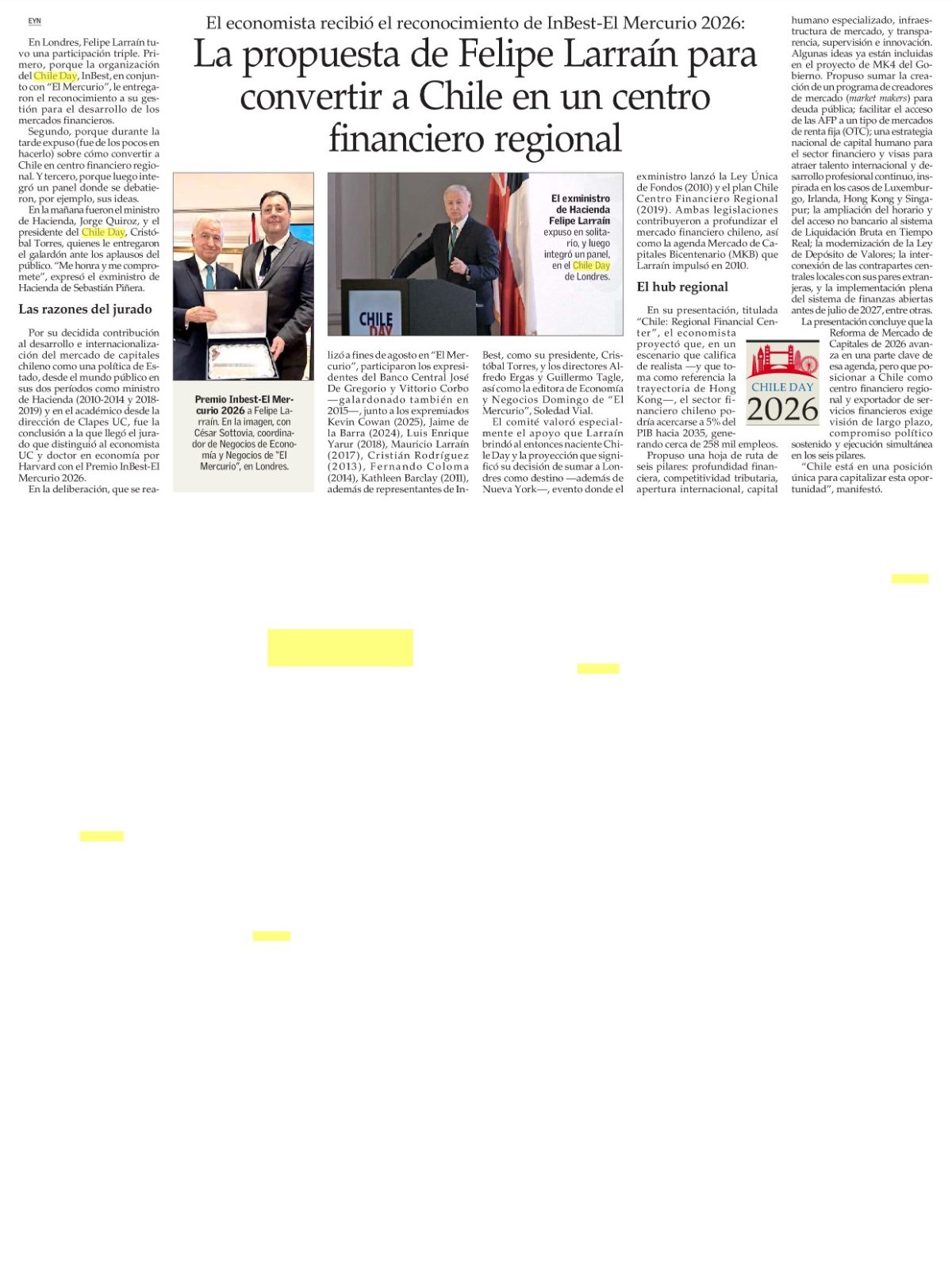 Recorte de prensa: El Mercurio (B), 17 de septiembre de 2026