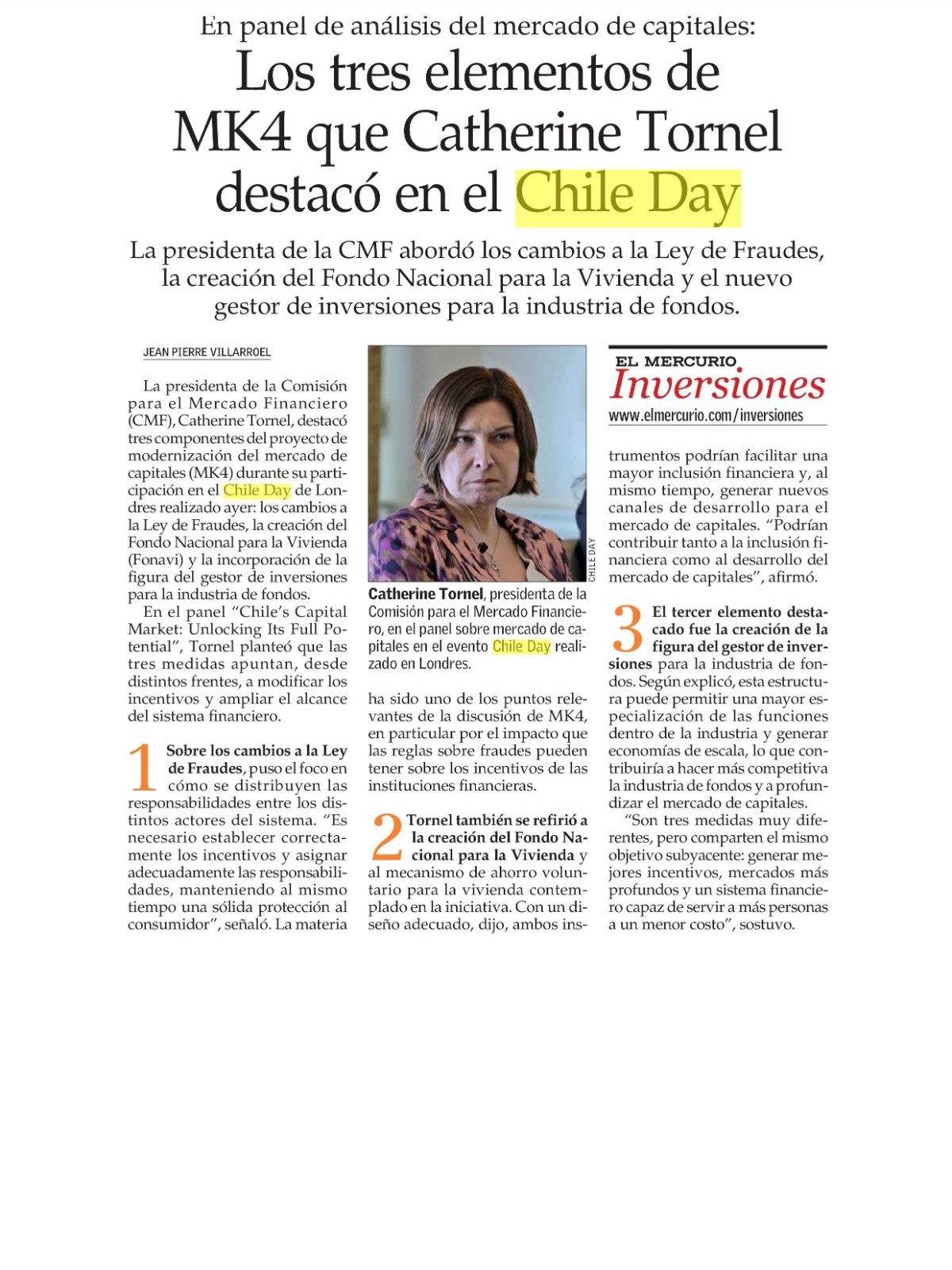 Recorte de prensa: El Mercurio (B), 17 de septiembre de 2026