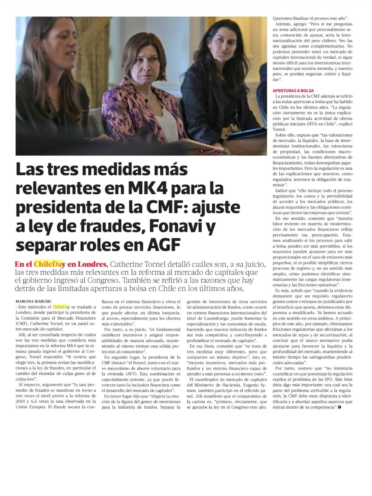 Recorte de prensa: La Tercera (Pulso), 17 de septiembre de 2026