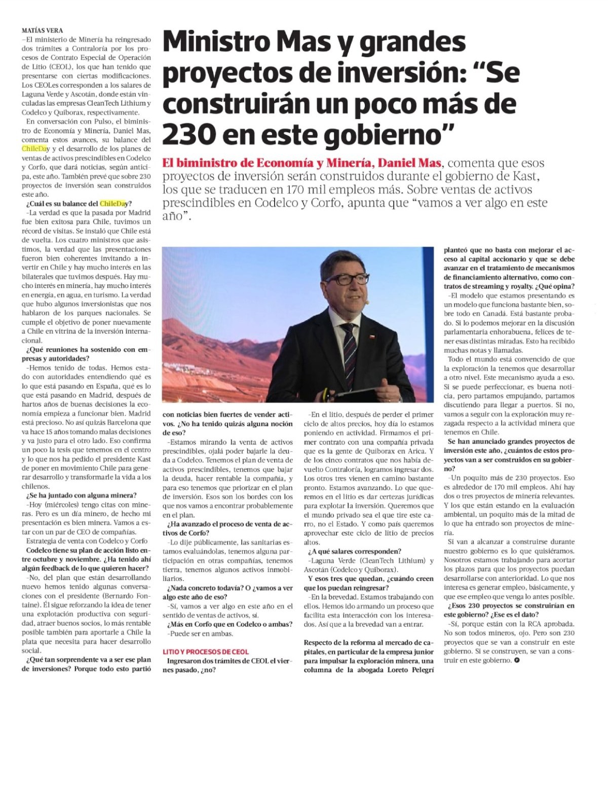 Recorte de prensa: La Tercera (Pulso), 17 de septiembre de 2026