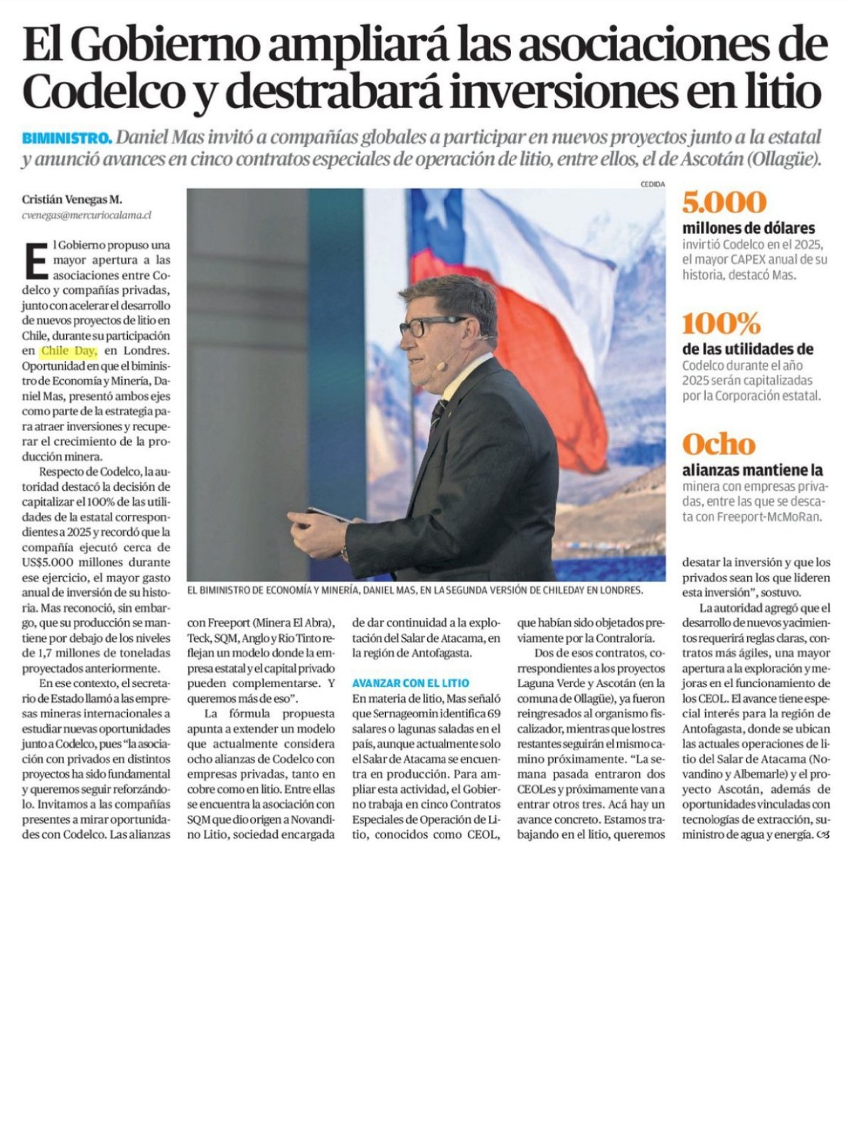 Recorte de prensa: El Mercurio de Antofagasta, 17 de septiembre de 2026