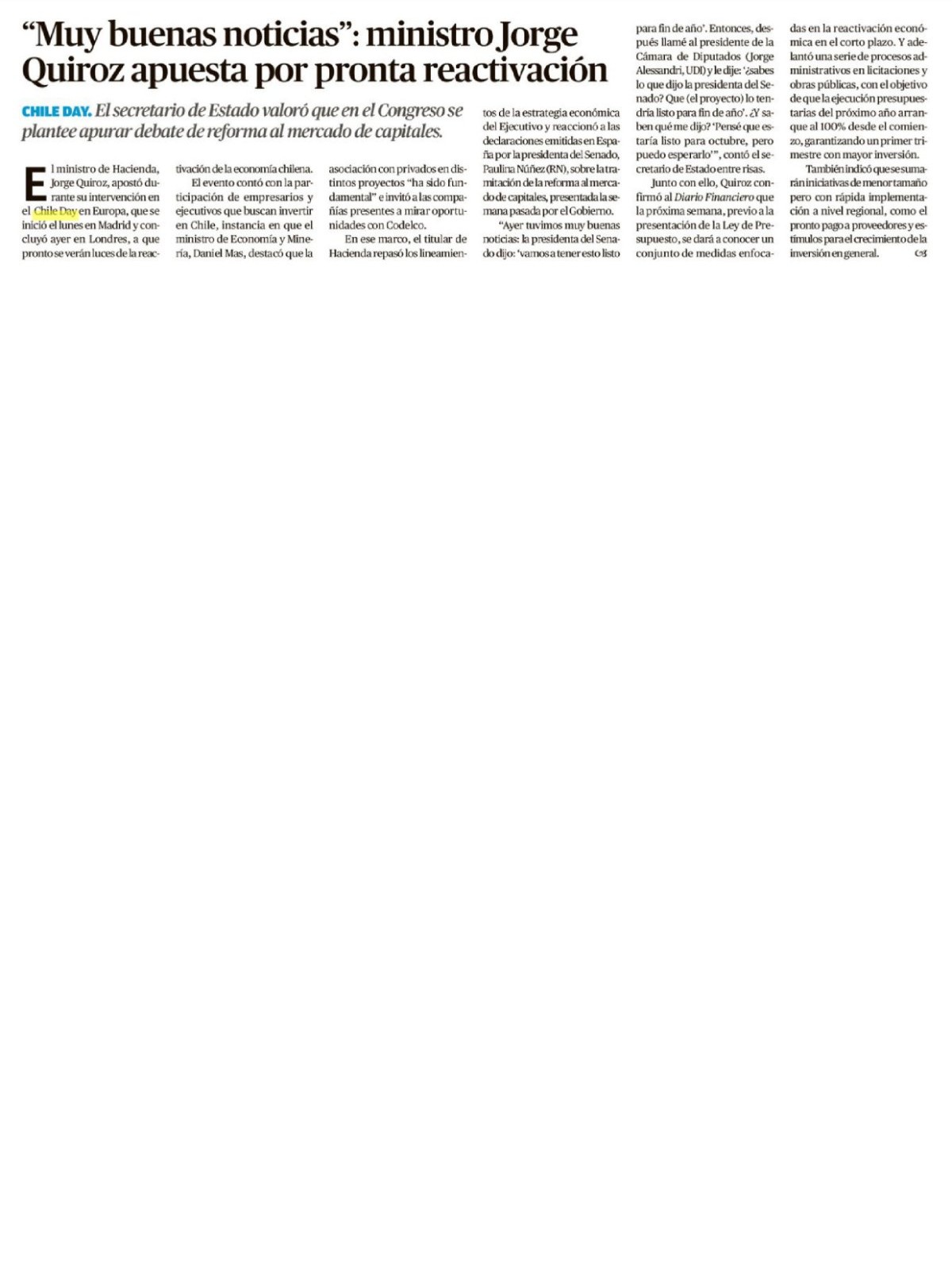 Recorte de prensa: El Mercurio de Valparaíso, 17 de septiembre de 2026